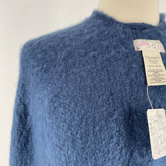 NWT Free People Wren Poncho Cape Blanket Wrap Blue Striped Fringed OSFM - Picture 8 of 12